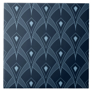 Keramik Tile - Art Deco Lüfter Design Blau Fliese
