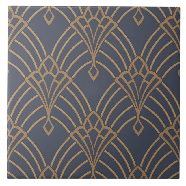 Keramik Tile - Art Deco Lüfter Design Gold Fliese (Vorderseite)