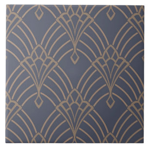 Keramik Tile - Art Deco Lüfter Design Lilac/Gold 2 Fliese