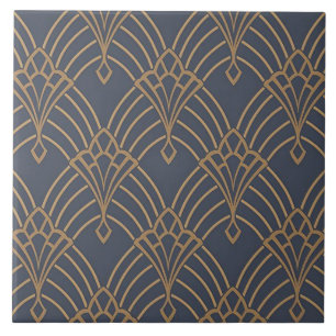 Keramik Tile - Art Deco Lüfter Design Lilac/Gold 3 Fliese