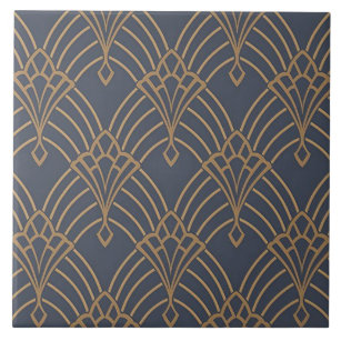 Keramik Tile - Art Deco Lüfter Design Lilac/Gold 3 Fliese