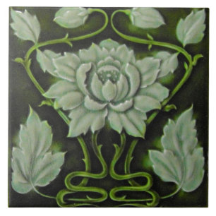 Keramik Tile - Art Nouveau Artichoke Fliese
