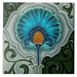 Keramik Tile - Art Nouveau Blue Green Yellow Fliese