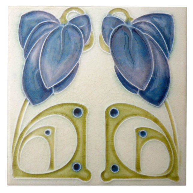 Keramik Tile - Art Nouveau Floral Tile Fliese (Vorderseite)