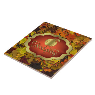 Keramik Tile - Autumnal Happy Thanksgiving Fliese