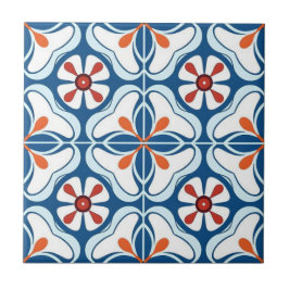 Keramik Tile - Azulejo Orange Blue White Fliese