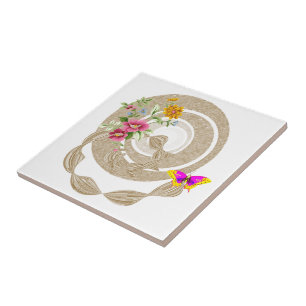 Keramik Tile Beige Butterfly Floral Fliese