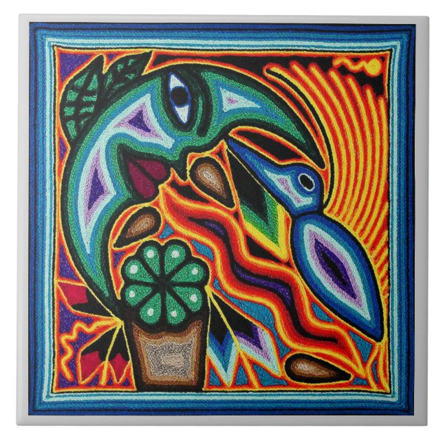 Keramik Tile - Bird & Moon Fliese (Vorderseite)