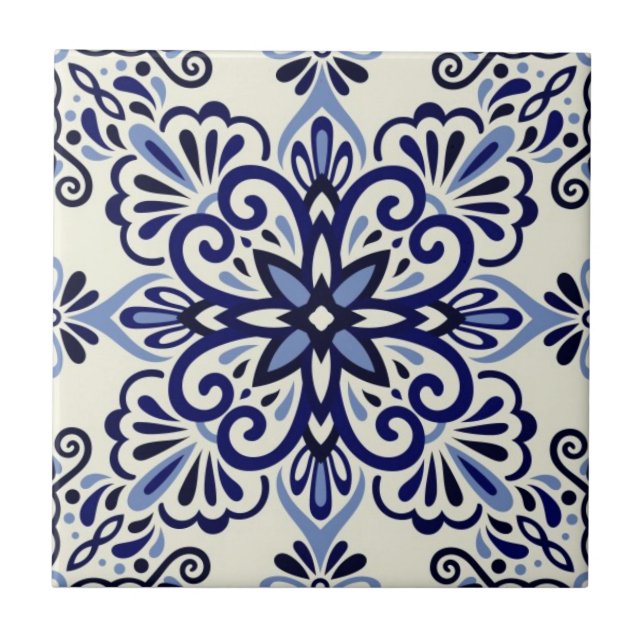Keramik Tile - Blau/Aus Weiß Azulejo Tile Fliese (Vorderseite)