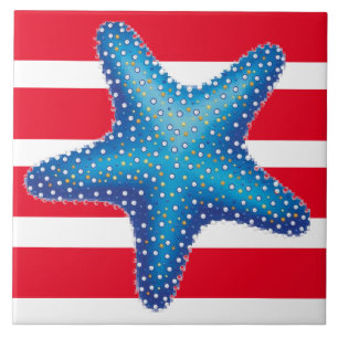 Keramik Tile - Blauer Starfish Fliese