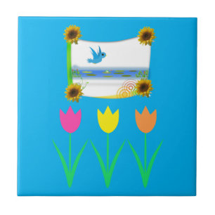 Keramik Tile Blue Tulips Fliese