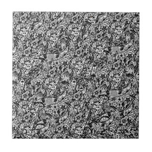 Keramik Tile Blume Abstrakt Schwarz und Weiß Fliese