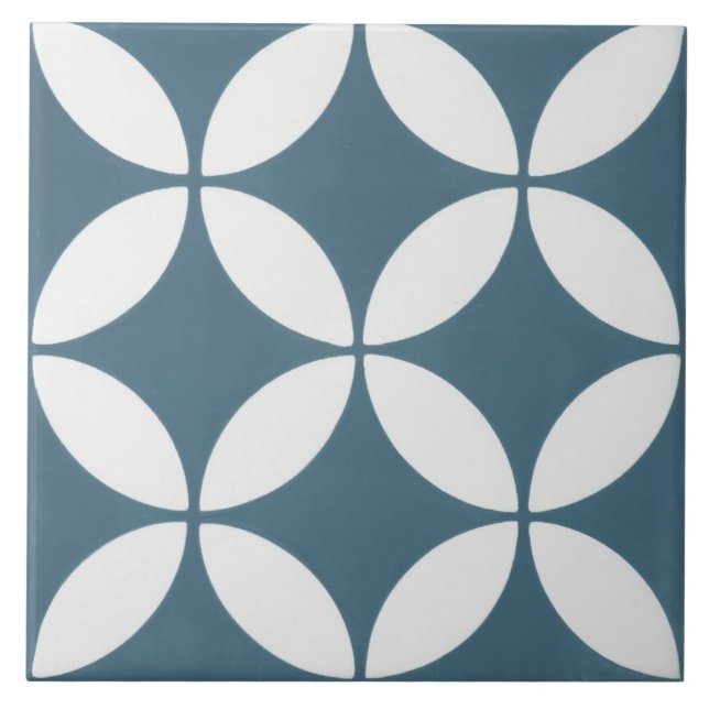 Keramik Tile - Blumenmuster in Blau und Weiß Fliese (Vorderseite)
