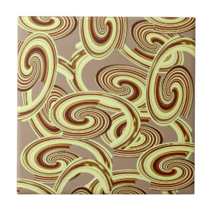 Keramik Tile Brown Swirl Muster Fliese