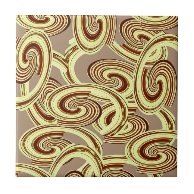 Keramik Tile Brown Swirl Muster Fliese (Vorderseite)