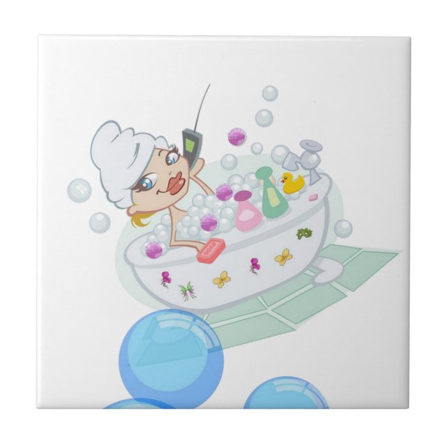 Keramik Tile Bubble Bath Girly Fliese (Vorderseite)