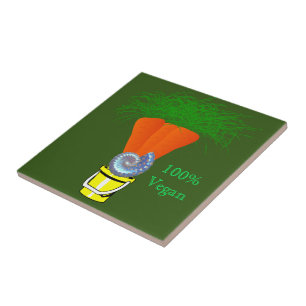 Keramik Tile Carrots, 100% Vegan grün Fliese