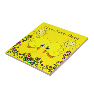 Keramik Tile Chick Floral Sun Zuhause Sweet Zuhaus Fliese