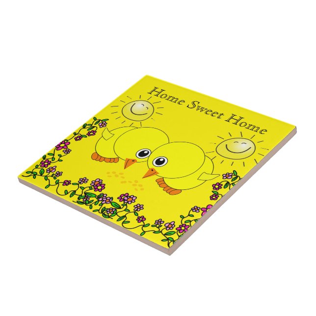 Keramik Tile Chick Floral Sun Zuhause Sweet Zuhaus Fliese (Seite)