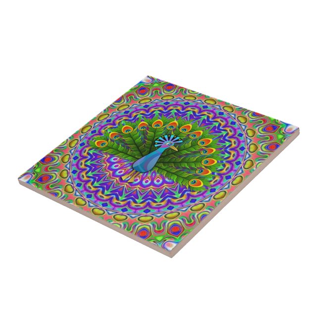 Keramik Tile Colorful Peacock Fliese (Seite)