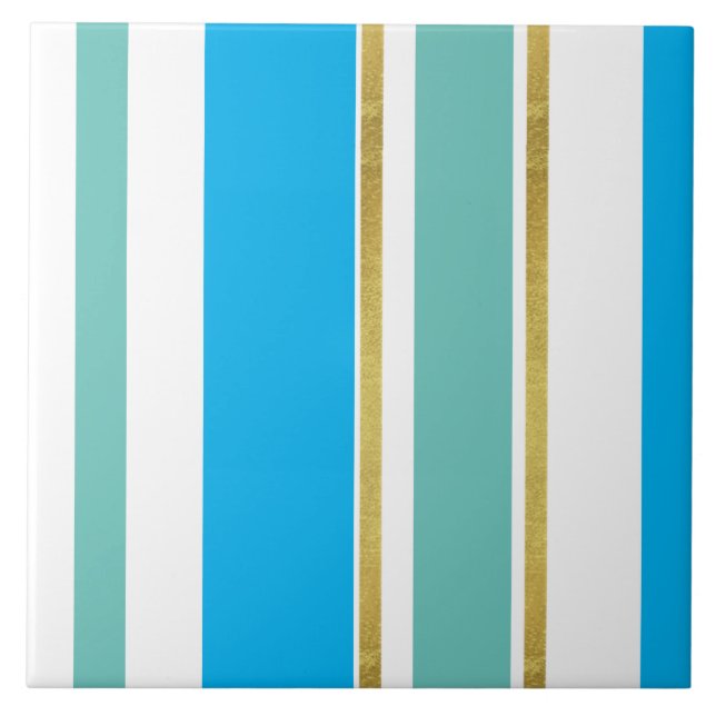 Keramik Tile - Coole Blue Gold Split Fliese (Vorderseite)