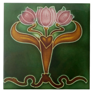 Keramik Tile - Drei rosa Tulpen Fliese