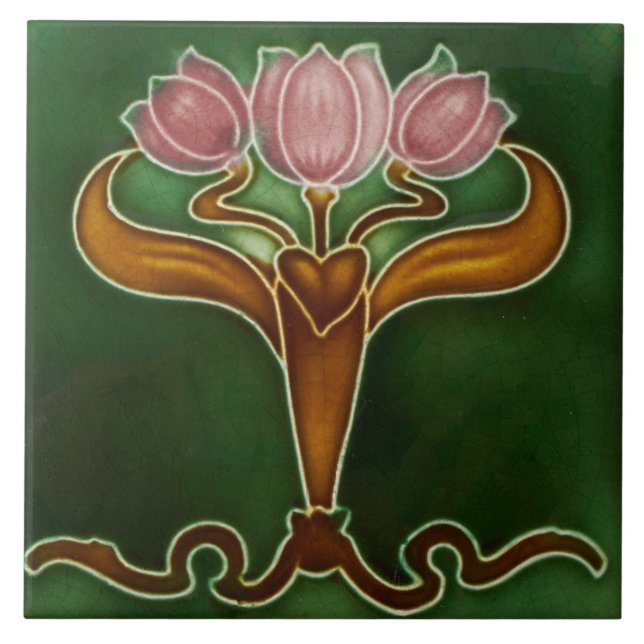 Keramik Tile - Drei rosa Tulpen Fliese (Vorderseite)