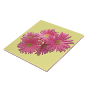 Keramik Tile - Dunkelrosa Gerbera Daisies Fliese