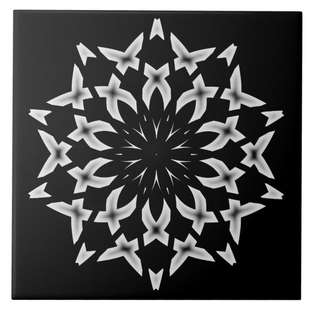 Keramik Tile, ein elegantes Schwarz-Weiß-Design Fliese (Vorderseite)