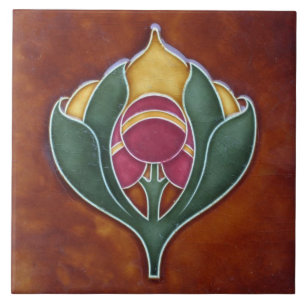 Keramik Tile - Einzigartiges Vintages Blumenmuseum Fliese