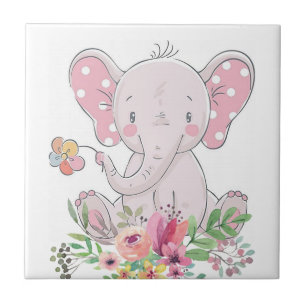 Keramik Tile Elephant Liebe Floral Fliese