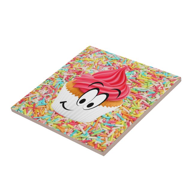 Keramik Tile Erdbeere Cupcake Sprinkles Fliese (Seite)