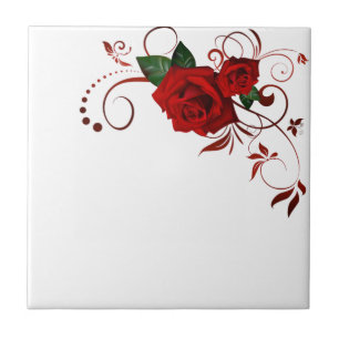 Keramik Tile Floral Rote Rose Fliese