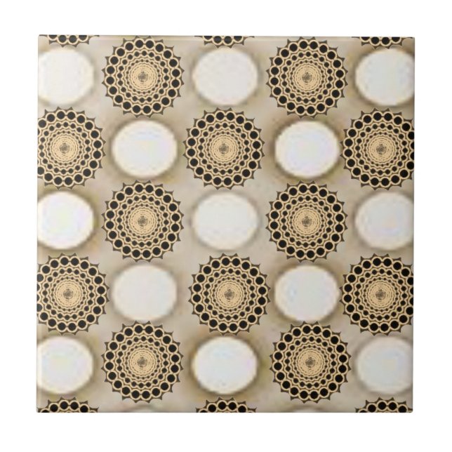 Keramik Tile Floral Round Beige Fliese (Vorderseite)