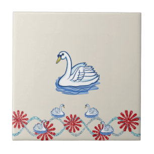 Keramik Tile Floral Swan Beige Fliese