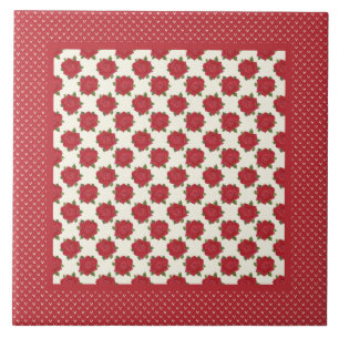 Keramik Tile for Trivet: Tiefe Rote Rosen Fliese