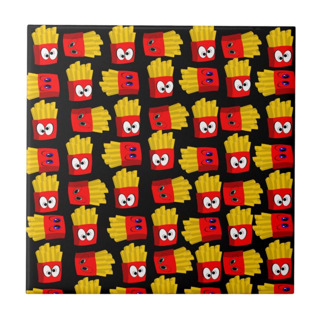 Keramik Tile French Fries Black Red Fliese (Vorderseite)