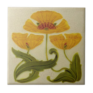 Keramik Tile - Gelbe Blume Leiter Jugendstil Fliese