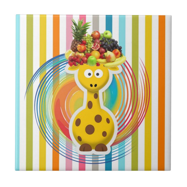 Keramik Tile Giraffe Fruchtfarben Fliese (Vorderseite)
