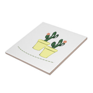 Keramik Tile Green Cactus Yellow Fliese