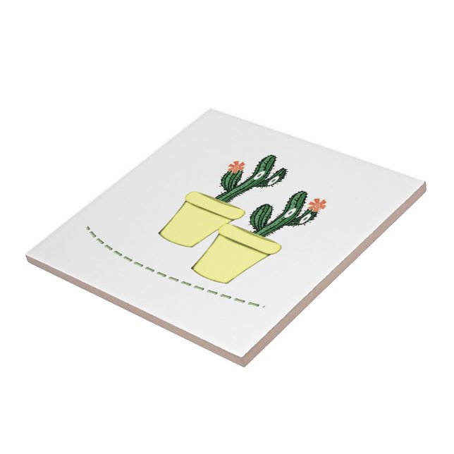 Keramik Tile Green Cactus Yellow Fliese (Seite)