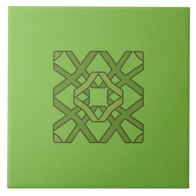 Keramik-Tile - Green on Green Block Pattern Fliese (Vorderseite)