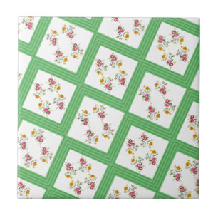 Keramik Tile Green Strip Blume Fliese
