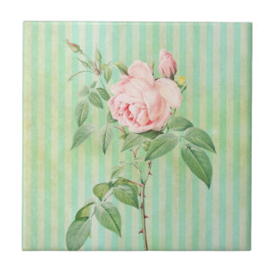 Keramik Tile Green Strip Vintag floral Fliese