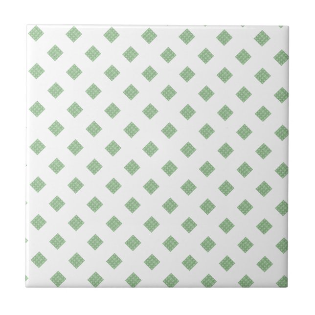 Keramik Tile Green & White Squares Fliese (Vorderseite)