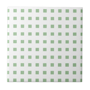 Keramik Tile Green & White Squares Fliese