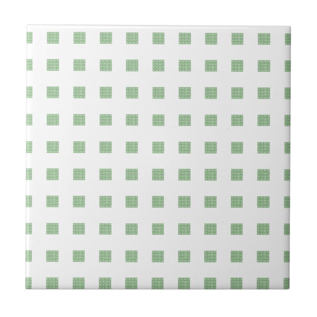 Keramik Tile Green & White Squares Fliese (Vorderseite)