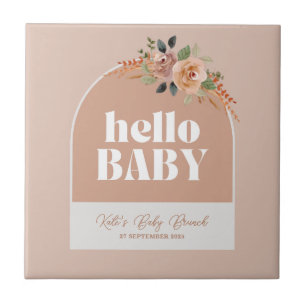 Keramik Tile, Hello Baby, Boho Moderne Babydusche Fliese