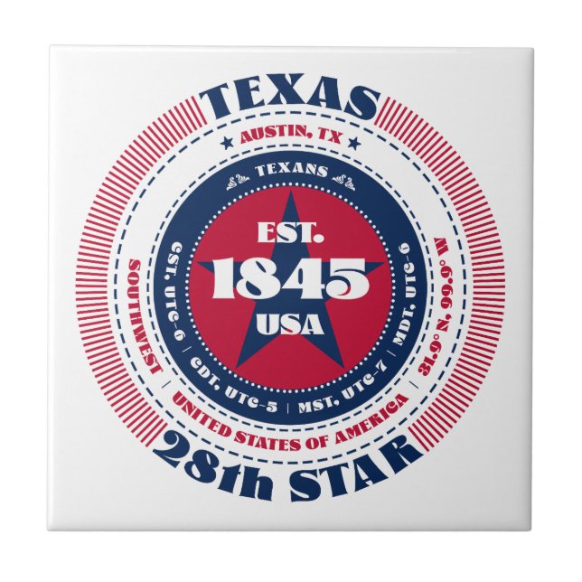 Keramik Tile in Rot, Weiß und Blau Fliese (Vorderseite)