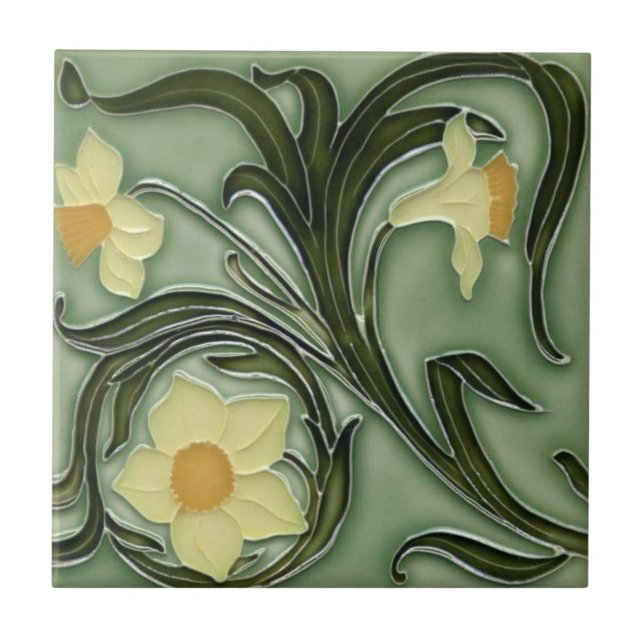 Keramik Tile - Jugendstil - Affodien 2 Fliese (Vorderseite)